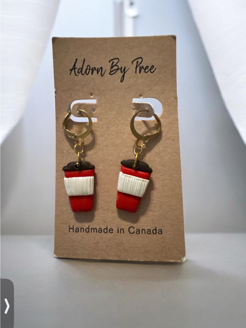 Red Coffee Cup Dangle Earrings